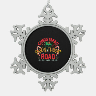 Xmas Gift Christmas On The Road Snowflake Pewter Christmas Ornament
