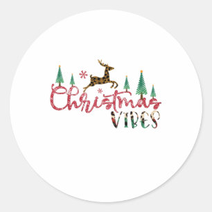 Xmas Gift Christmas Vibes Classic Round Sticker