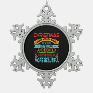 Xmas Gift Christmas Waves A Magic Wand Snowflake Pewter Christmas Ornament