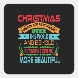 Xmas Gift Christmas Waves A Magic Wand Square Sticker