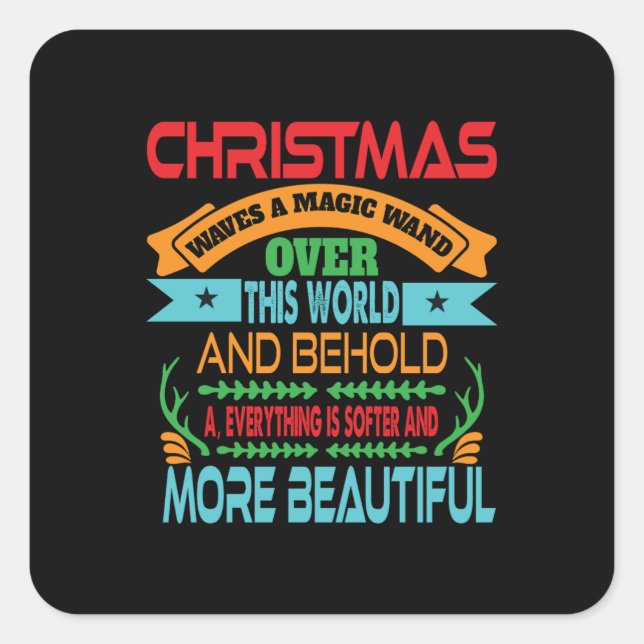Xmas Gift Christmas Waves A Magic Wand Square Sticker (Front)