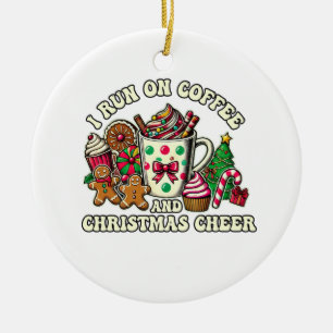 Xmas Gift Coffee And Christmas Cheer Ceramic Ornament