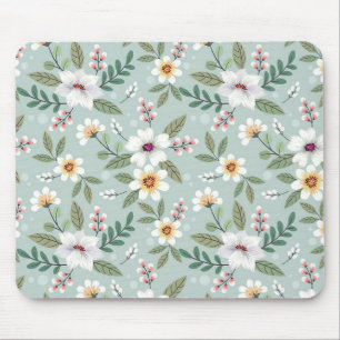 Xmas Gift Colourful Hand Drawn Flowers Mouse Pad