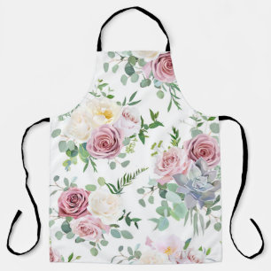 Xmas Gift Creamy White Antique Rose Apron