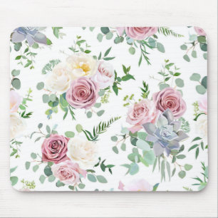 Xmas Gift Creamy White Antique Rose Mouse Pad