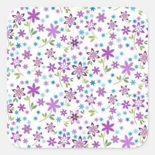 Xmas Gift Cute Floral Ditsy Square Sticker