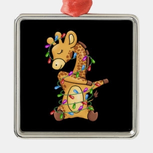 Xmas Gift Dabbing Giraffe Christmas Metal Ornament
