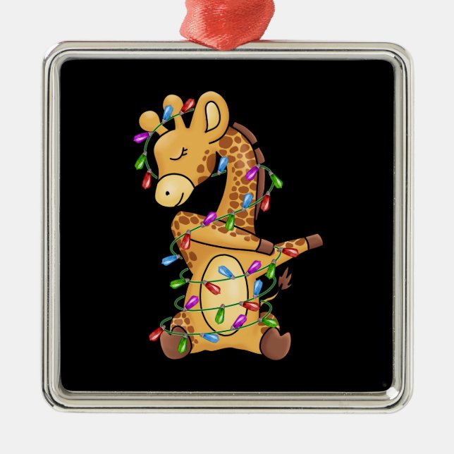 Xmas Gift Dabbing Giraffe Christmas Metal Ornament (Front)