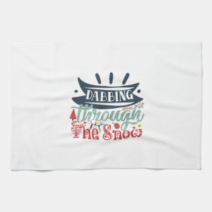 Xmas Gift Dabbing Through The Snow Tea Towel