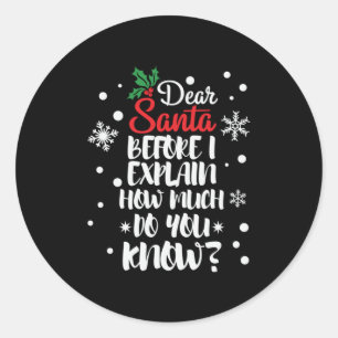 Xmas Gift Dear Santa Before I Explain Classic Round Sticker