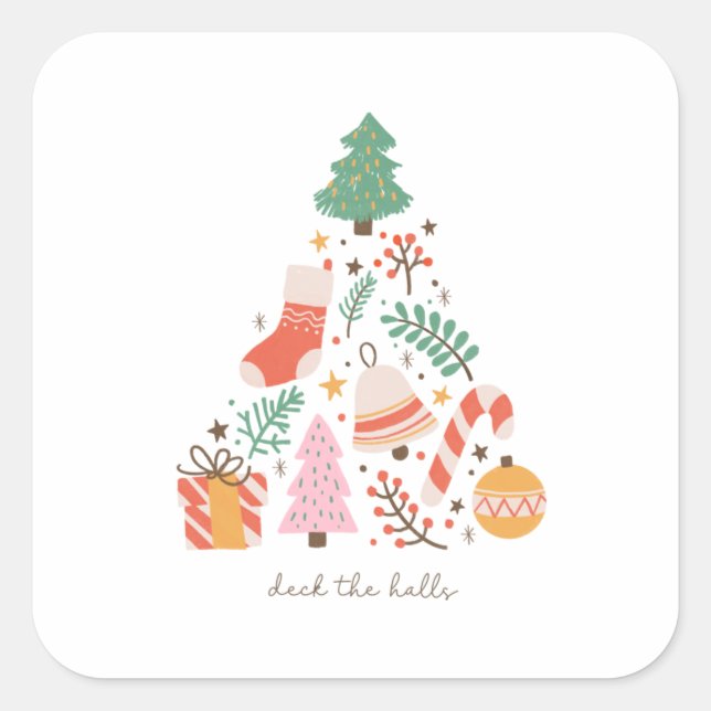 Xmas Gift Deck The Halls Square Sticker (Front)