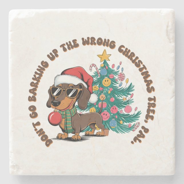 Xmas Gift Do Not Go Barking Stone Coaster (Front)