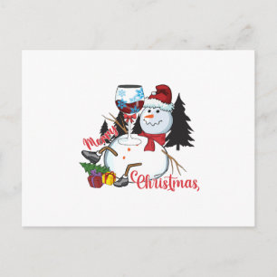 Xmas Gift Drink Wine And Merry Christmas Postcard