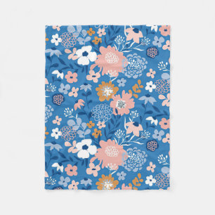 Xmas Gift Fabric Design With Simple Flowers Fleece Blanket