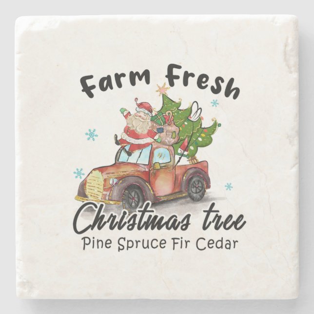Xmas Gift Farm Fresh Christmas Tree Stone Coaster (Front)
