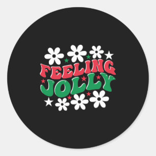 Xmas Gift Feeling Jolly Classic Round Sticker