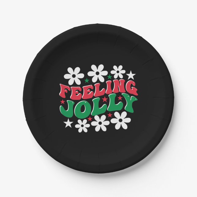 Xmas Gift Feeling Jolly Paper Plate (Front)
