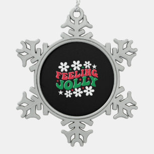 Xmas Gift Feeling Jolly Snowflake Pewter Christmas Ornament