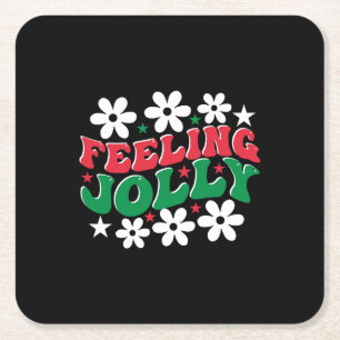 Xmas Gift Feeling Jolly Square Paper Coaster