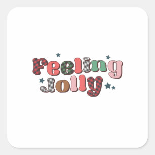 Xmas Gift Feeling Jolly Square Sticker