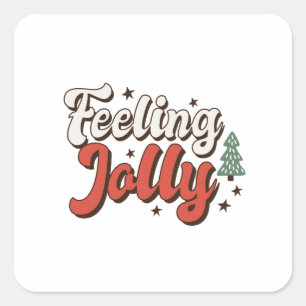 Xmas Gift Feeling Jolly Square Sticker