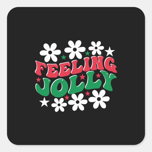 Xmas Gift Feeling Jolly Square Sticker (Front)