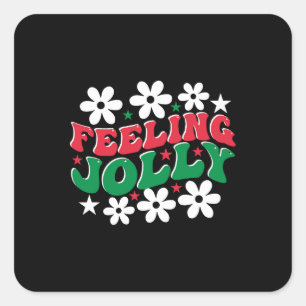 Xmas Gift Feeling Jolly Square Sticker
