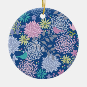 Xmas Gift Floral 60th Birthday Ceramic Ornament