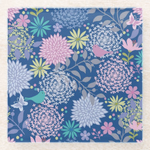 Xmas Gift Floral 60th Birthday Glass Coaster
