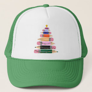 Xmas Gift For Teacher, Pen Merry Christmas Tree Trucker Hat
