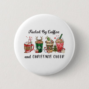 Xmas Gift Fuelled By Coffee And Christmas Cheer 6 Cm Round Badge