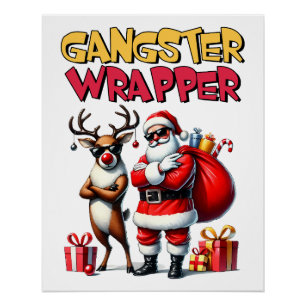 Xmas Gift Gangster Wrapped Poster