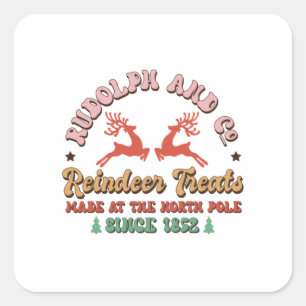 Xmas Gift Go Reindeer Treats Square Sticker