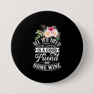Xmas Gift Good Friend And Some Wine 7.5 Cm Round Badge
