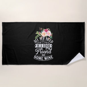 Xmas Gift Good Friend And Some Wine Beach Towel