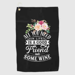 Xmas Gift Good Friend And Some Wine Golf Towel