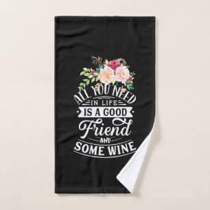 Xmas Gift Good Friend And Some Wine Hand Towel