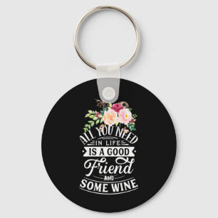 Xmas Gift Good Friend And Some Wine Key Ring