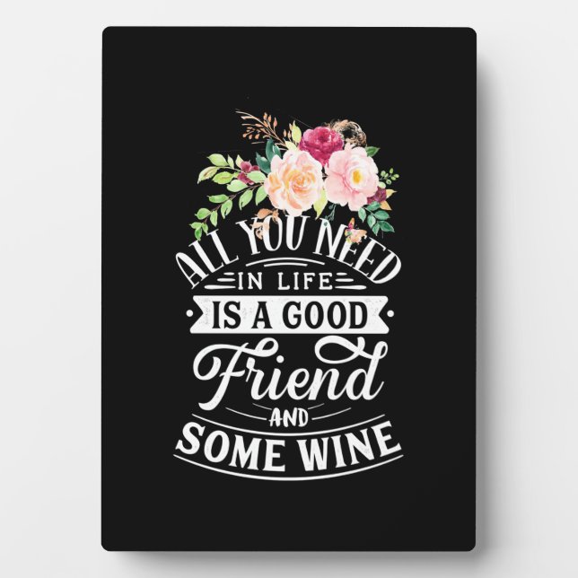 Xmas Gift | Good Friend And Some Wine Plaque (Front)