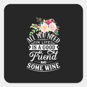 Xmas Gift   Good Friend And Some Wine Square Sticker