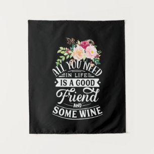 Xmas Gift Good Friend And Some Wine Tapestry