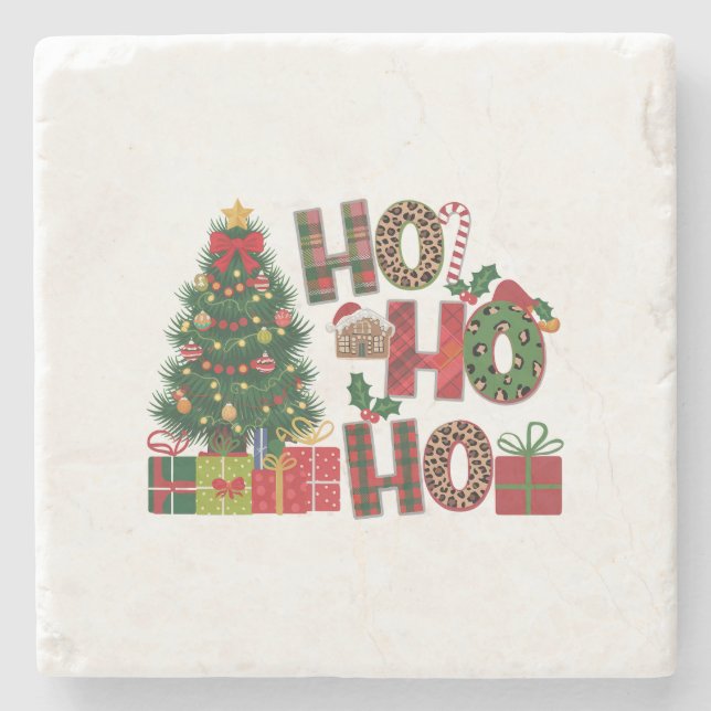 Xmas Gift Ho Ho Ho Stone Coaster (Front)
