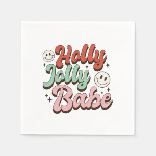 Xmas Gift Holly Jolly Babe Napkin