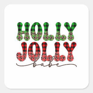 Xmas Gift Holly Jolly Babe Square Sticker