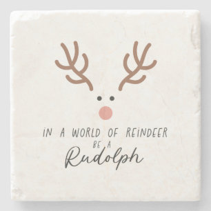 Xmas Gift In A World Of Reindeer Stone Coaster