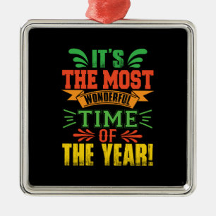 Xmas Gift It Is The Most Wonderful Time Metal Ornament
