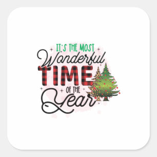 Xmas Gift It Is The Most Wonderful Time Square Sticker