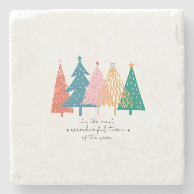 Xmas Gift It Is The Most Wonderful Time Stone Coaster (Front)