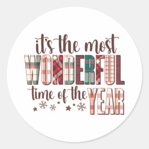 Xmas Gift It's The Most Wonderful Time Of The Year Classic Round Sticker