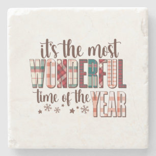 Xmas Gift It's The Most Wonderful Time Of The Year Stone Coaster